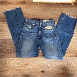 rag & bone Distressed Blue Straight Leg Jeans